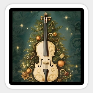 Vintage Hold To Light Christmas Tree With Violin Sticker